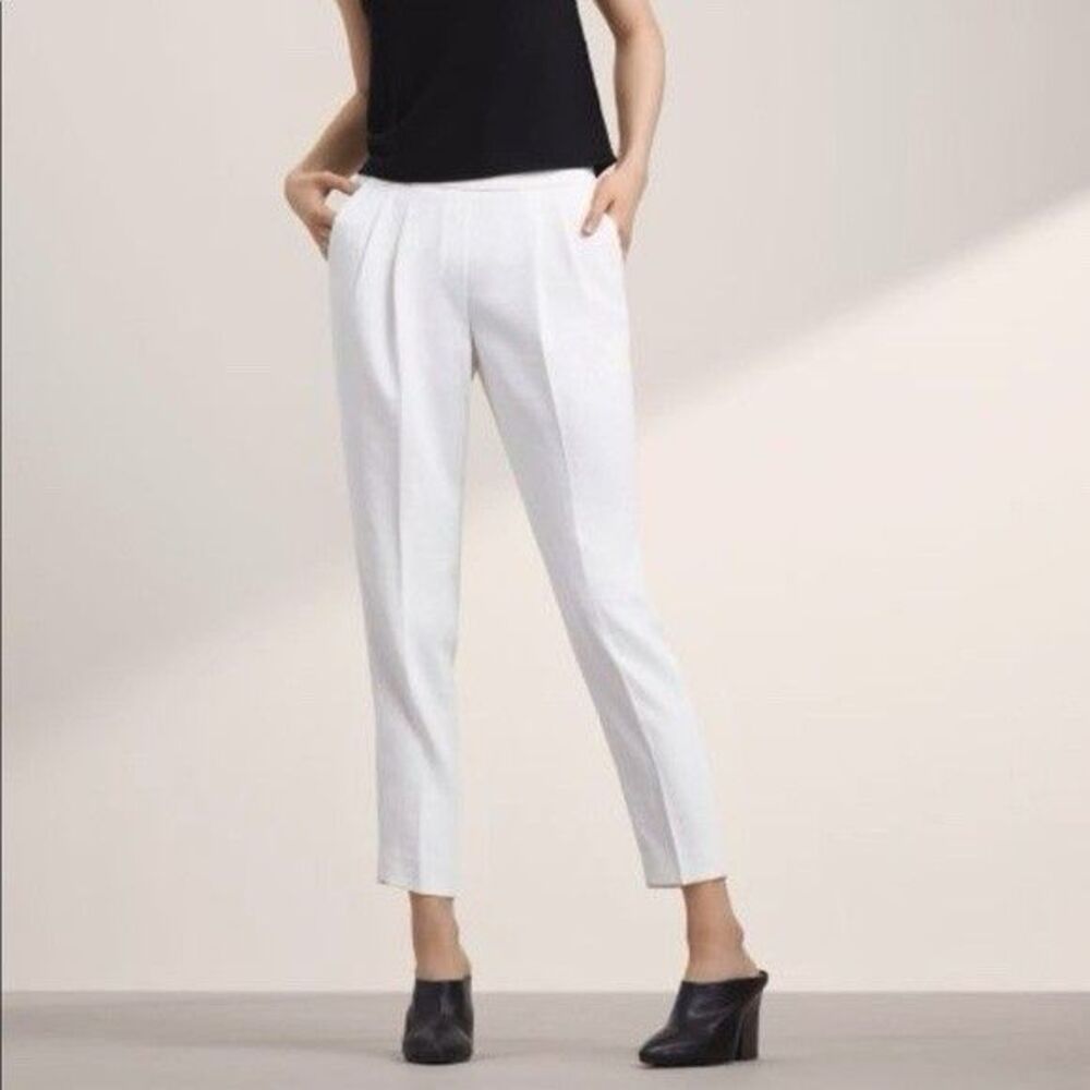 Aritzia Babaton Cohen Pants Pleated Cropped Trousers 4 Ivory